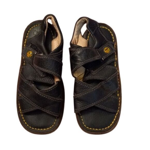 Dr. Martens Sz 13 Black Leather Childrens Sandals Open-Toe Made In England - Picture 1 of 14